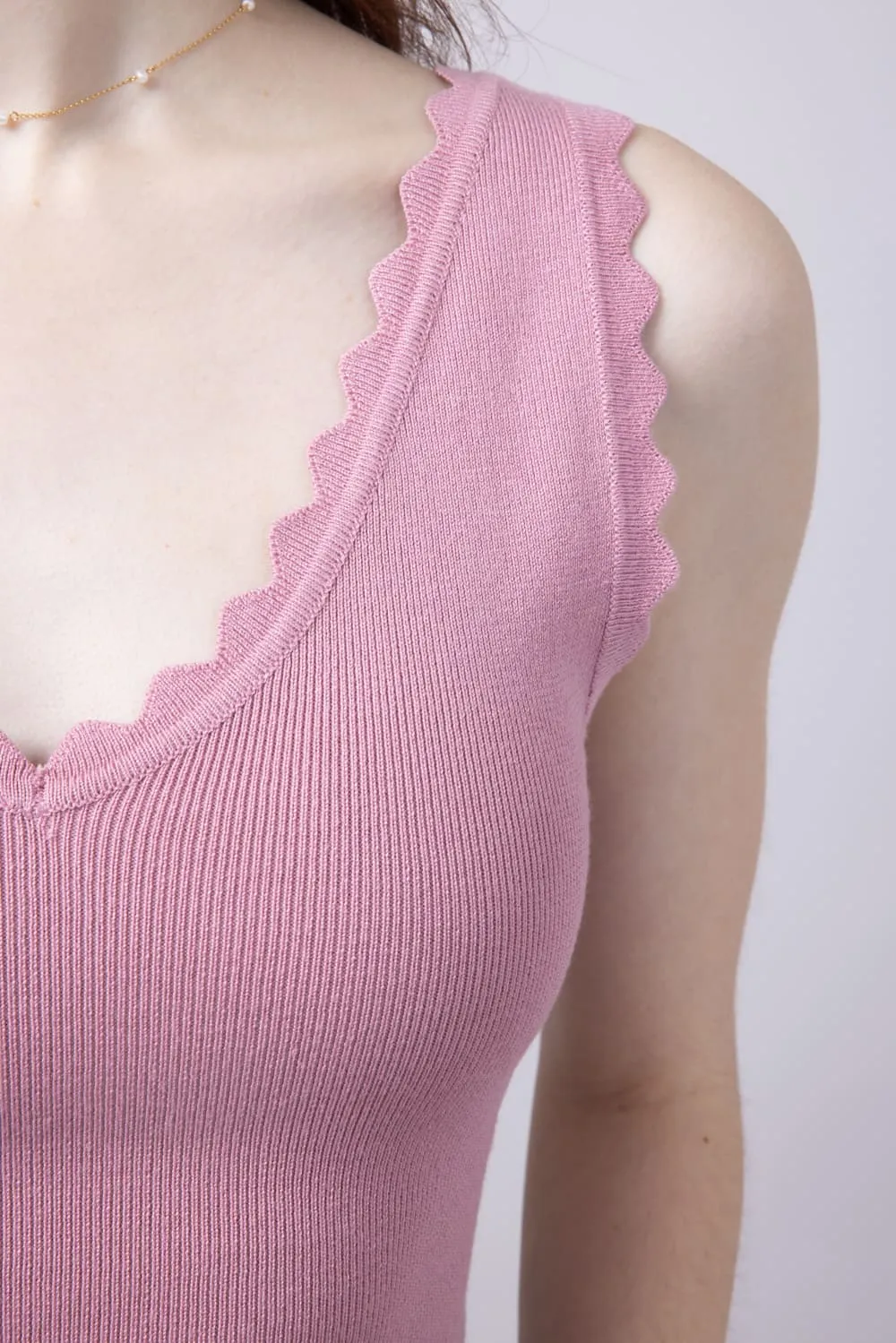 Scallop Tank Top for Women in Dusty Pink | TW1000-DUSTYPINK