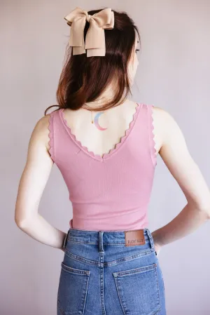 Scallop Tank Top for Women in Dusty Pink | TW1000-DUSTYPINK