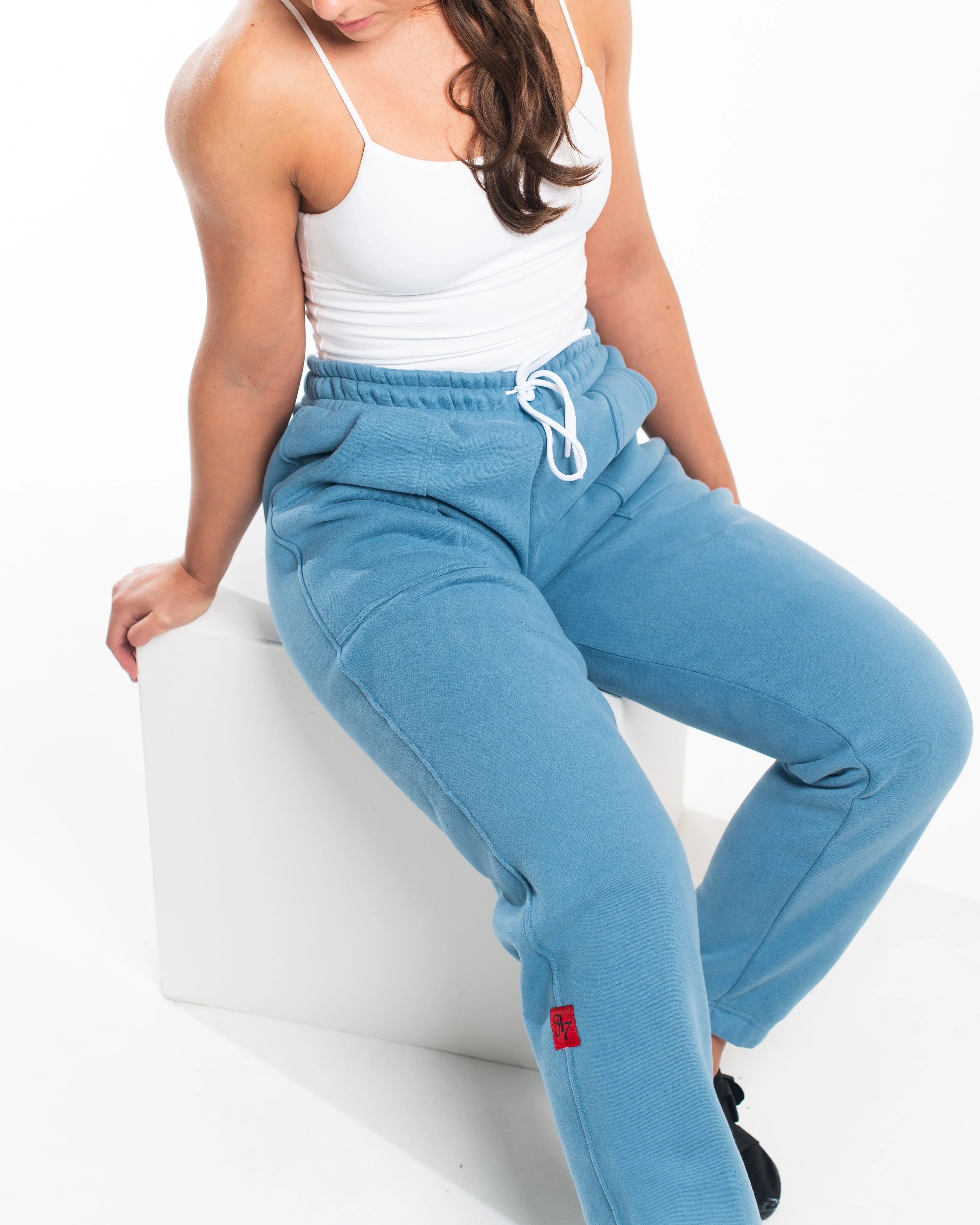 Script Oversized Joggers - Slate Blue