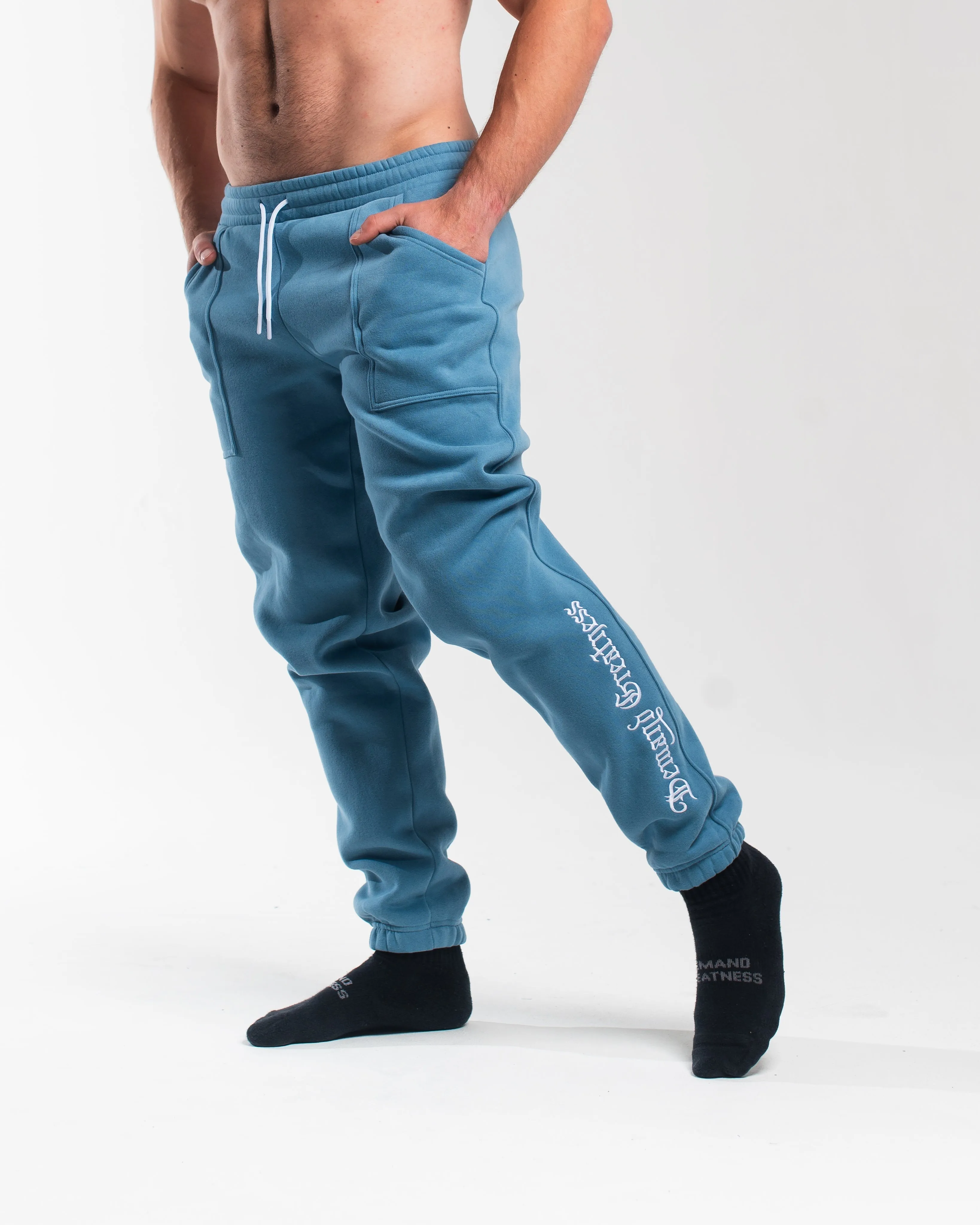 Script Oversized Joggers - Slate Blue
