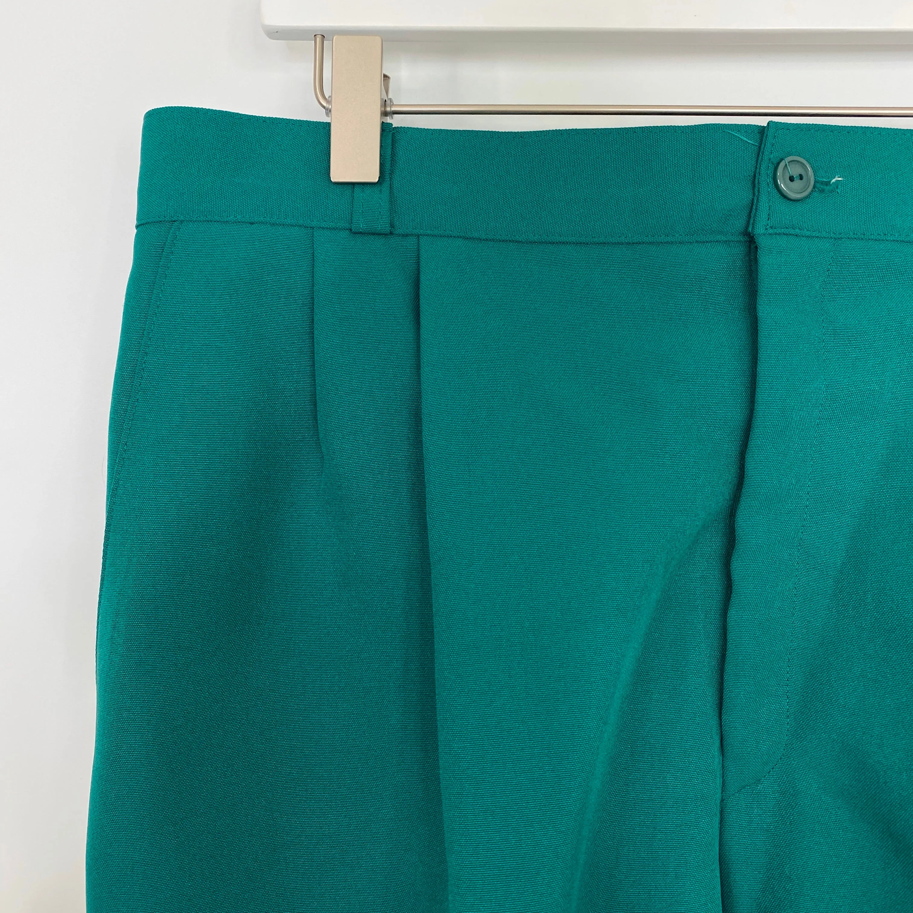 Sears Vintage 70s Teal High Waisted Pleated Polyester Pants