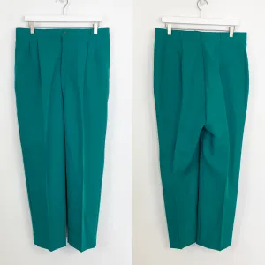Sears Vintage 70s Teal High Waisted Pleated Polyester Pants