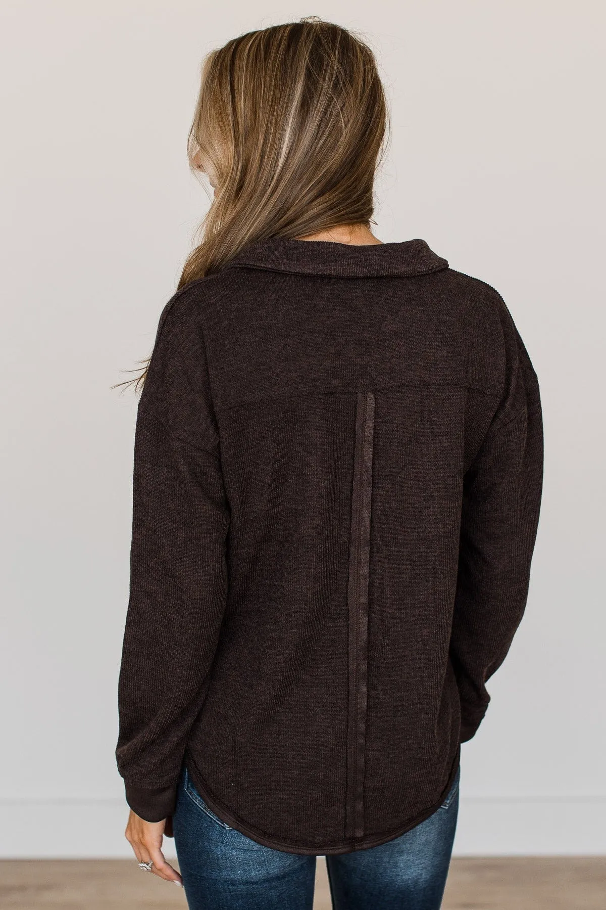 See For Yourself Pocket Top- Dark Brown