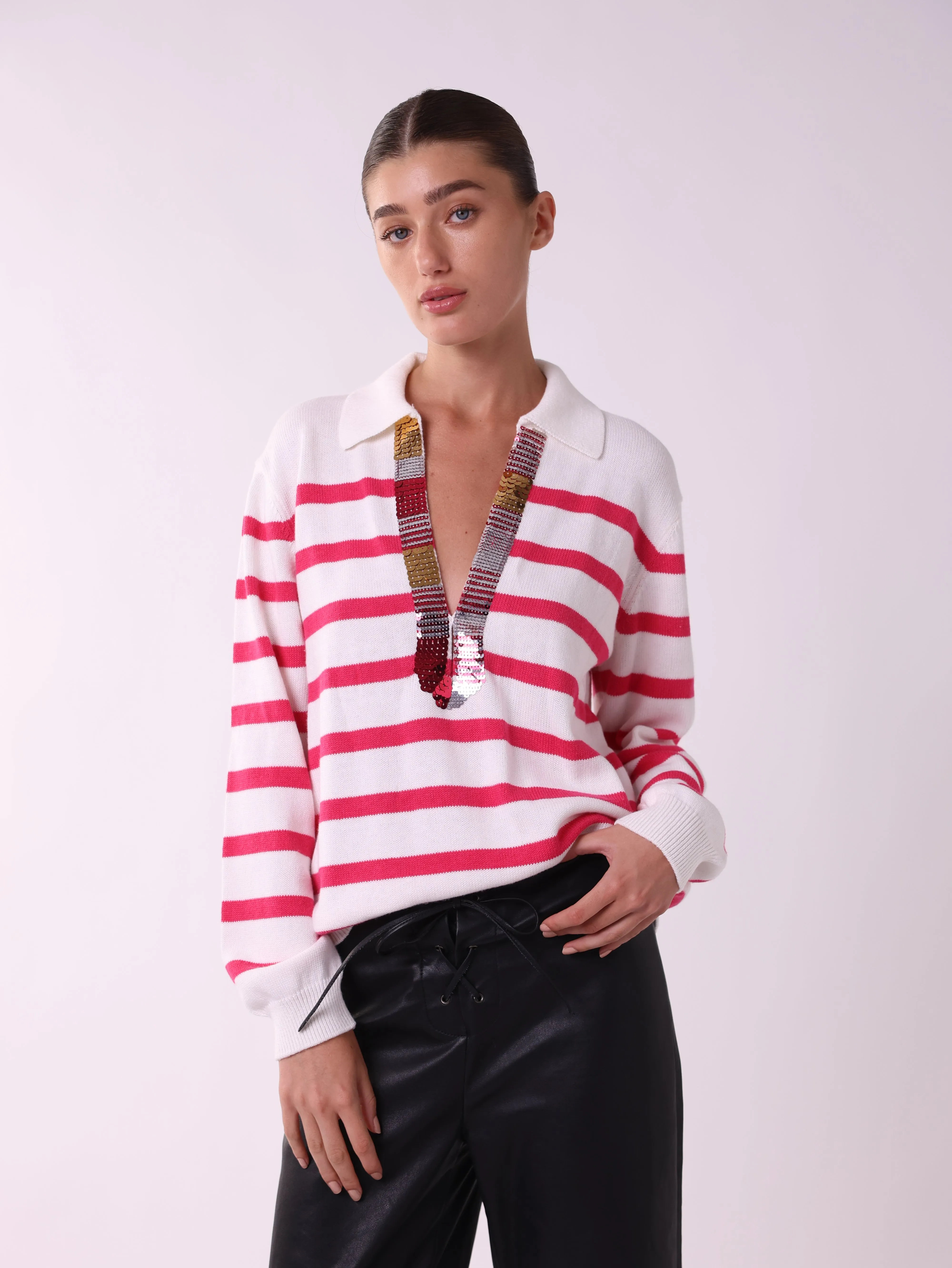 Sequined Stripe Knit