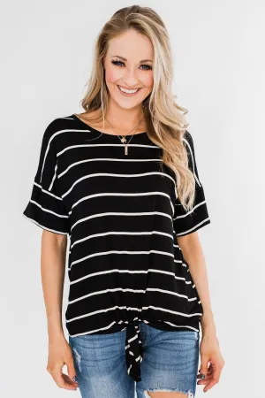 Shine The Way You Do Striped Top- Black