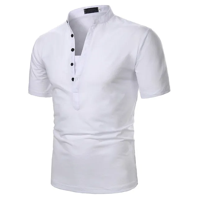 Short Sleeve Collarless Casual Top