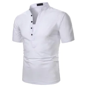 Short Sleeve Collarless Casual Top