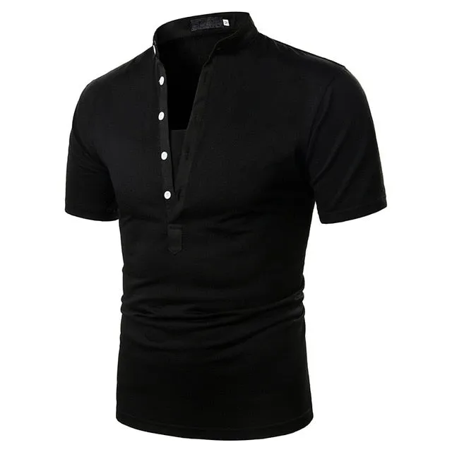 Short Sleeve Collarless Casual Top