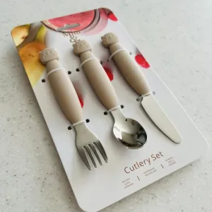 Silicone & Metal Cutlery Sets - 3 colours