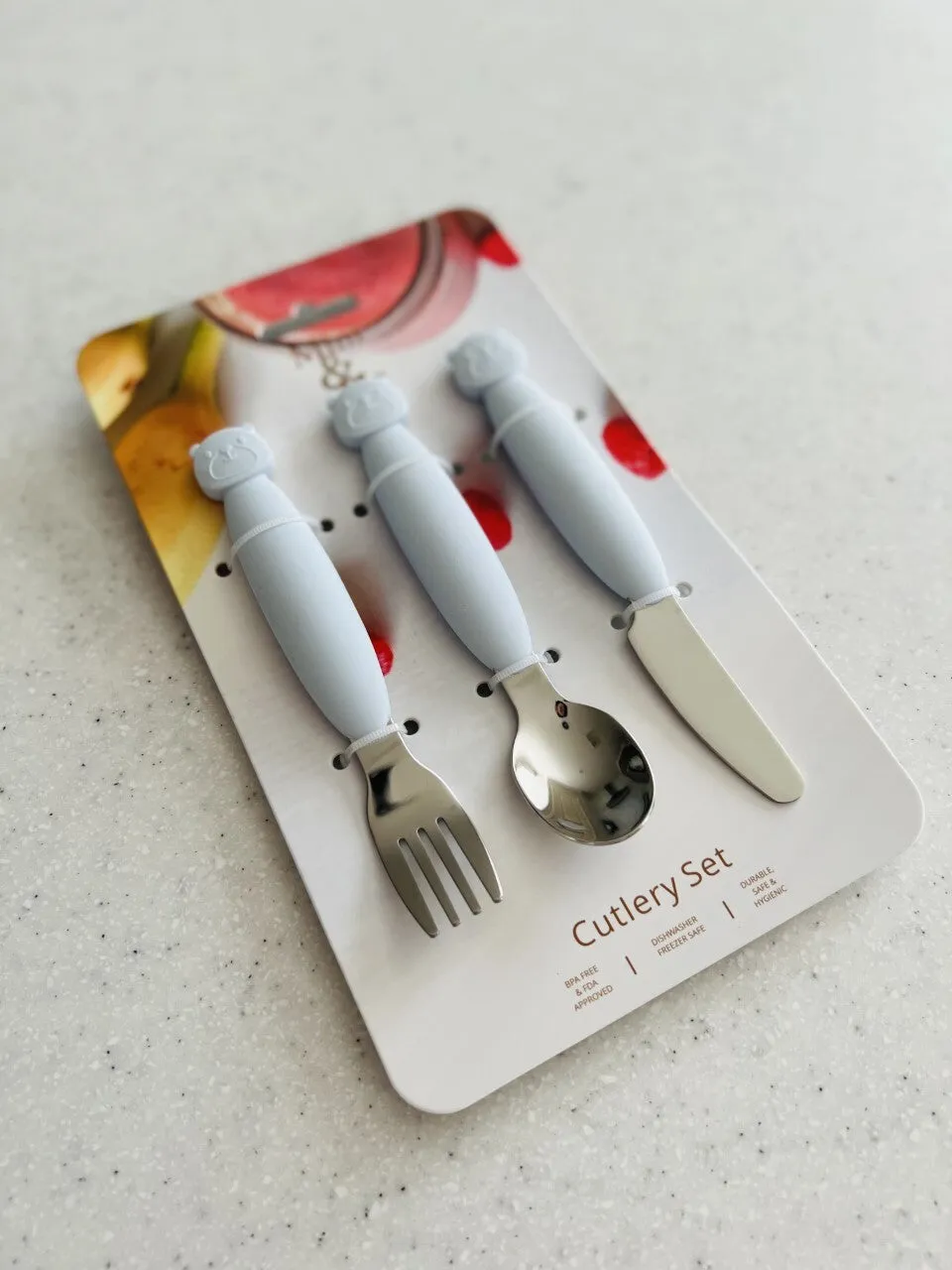 Silicone & Metal Cutlery Sets - 3 colours
