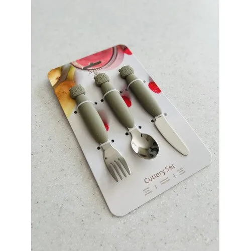 Silicone & Metal Cutlery Sets - 3 colours