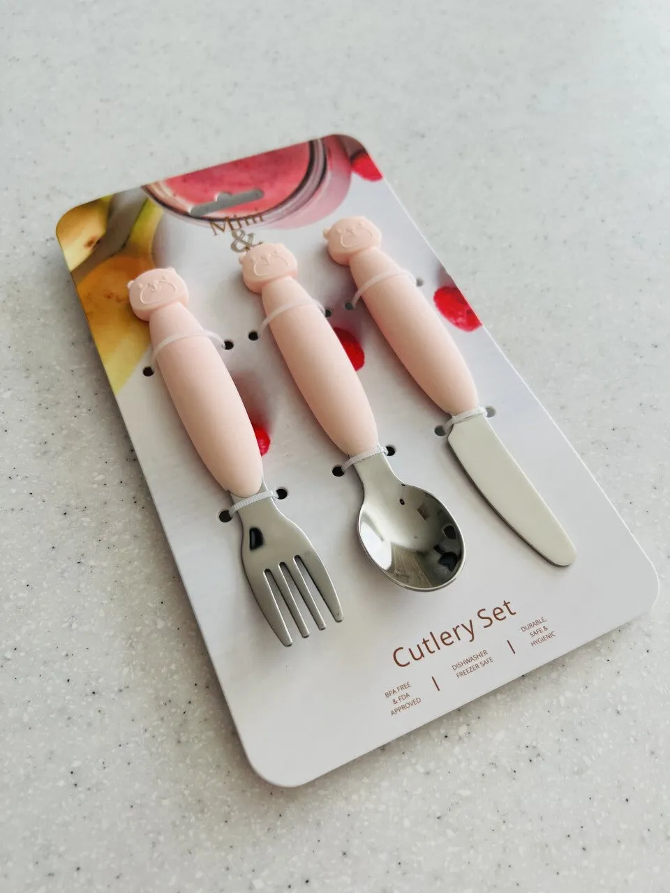 Silicone & Metal Cutlery Sets - 3 colours
