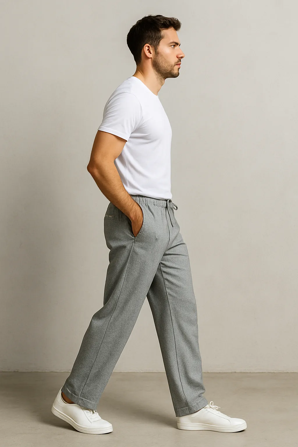 Silver Drift Relax Fit Trousers - Light Grey