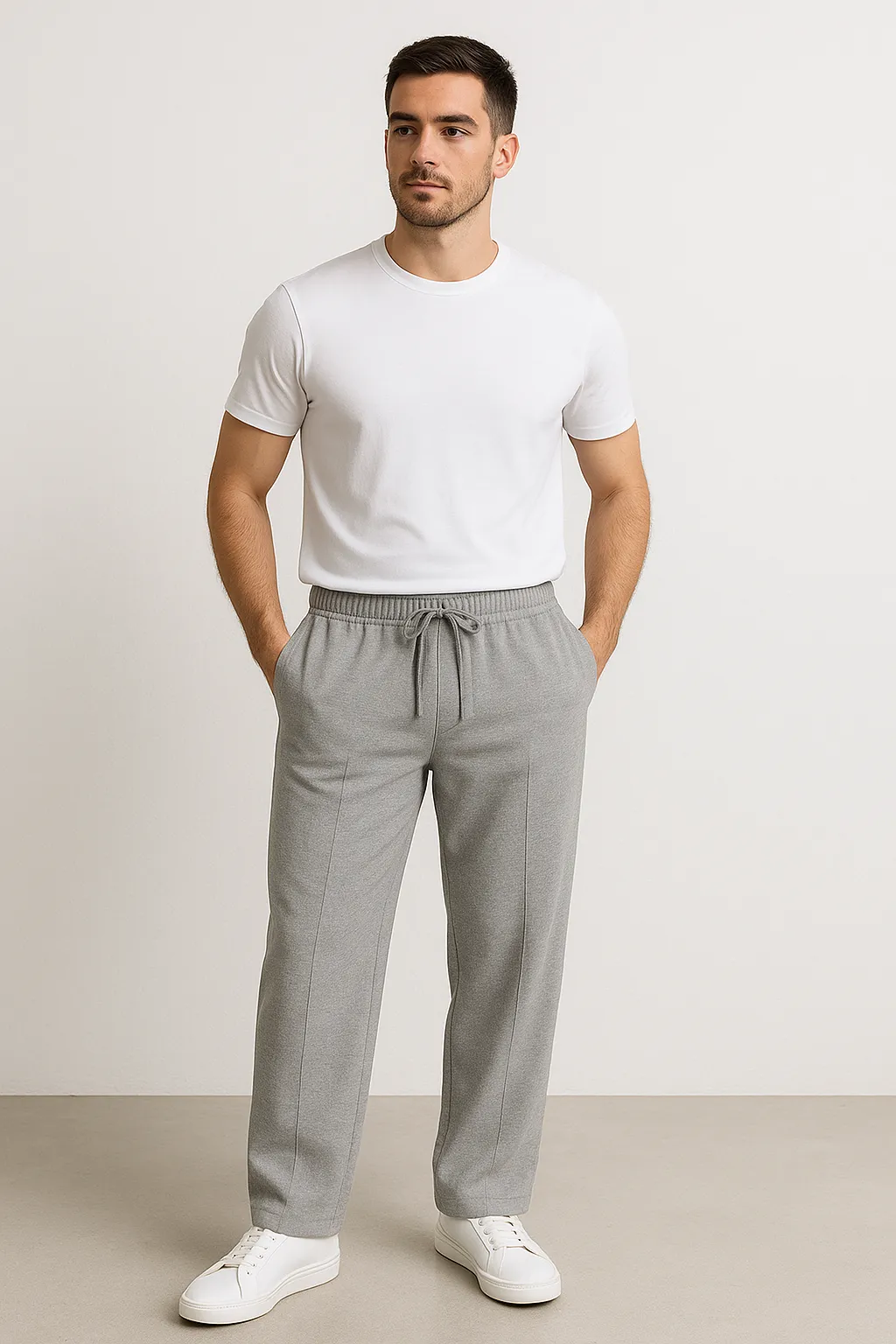 Silver Drift Relax Fit Trousers - Light Grey