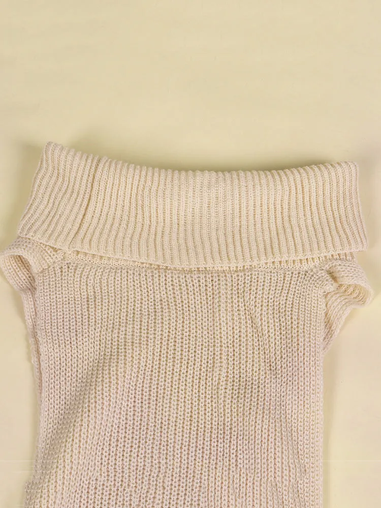 Slit Turtleneck Knitted Tops