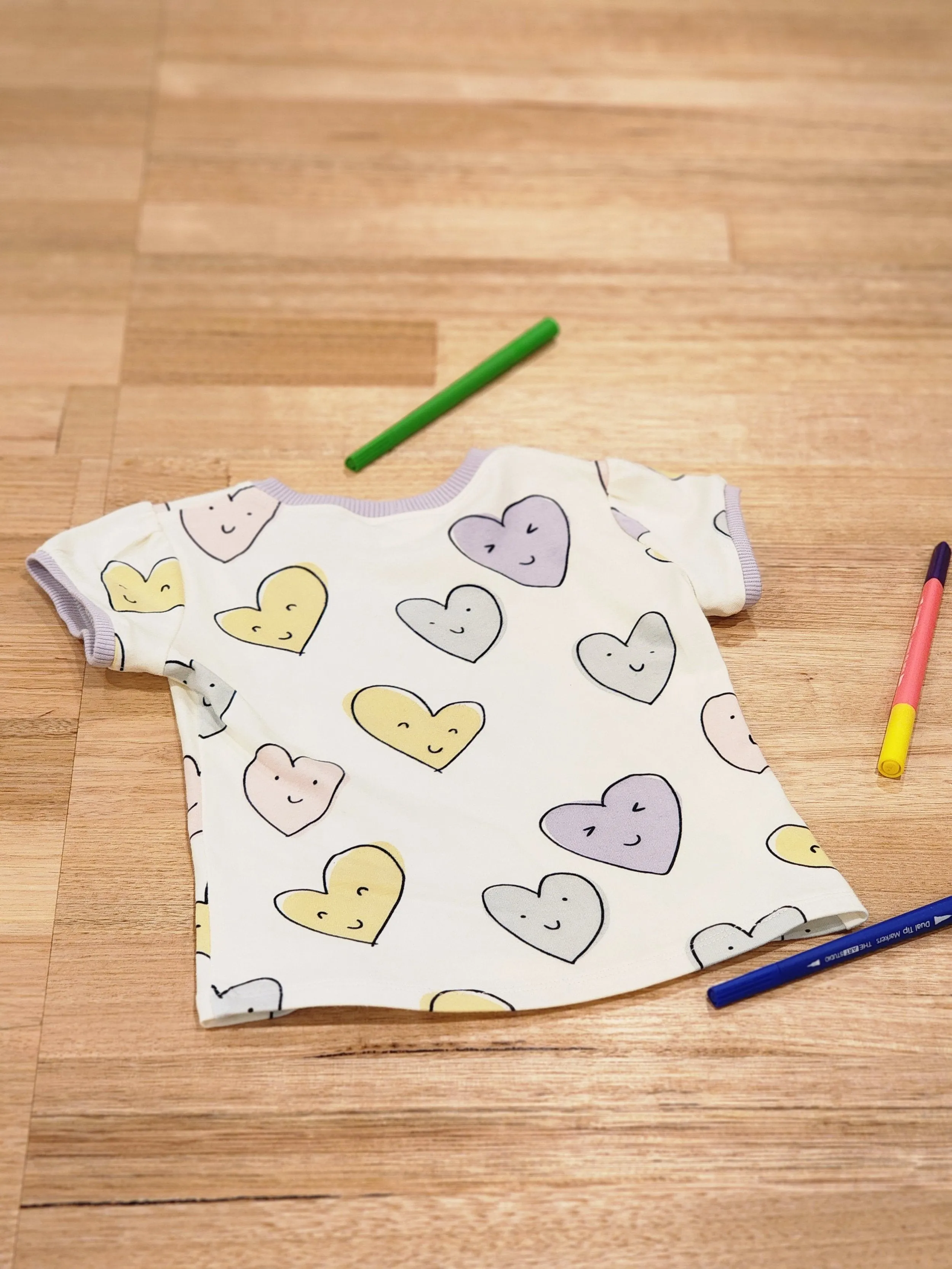 Smiley Hearts Organic Cotton Girls T-Shirt