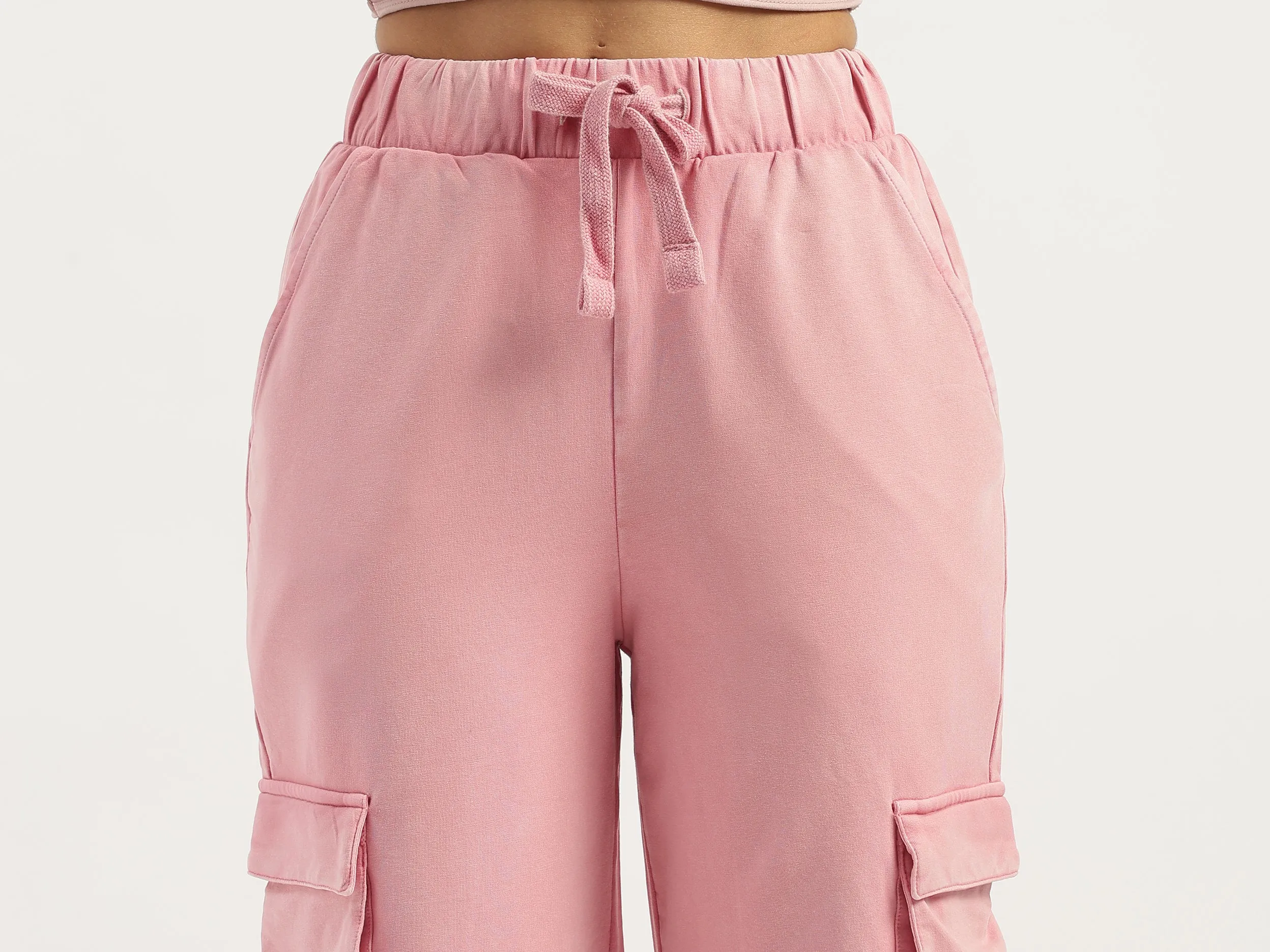 Solid Straight Fit Cargo Pants