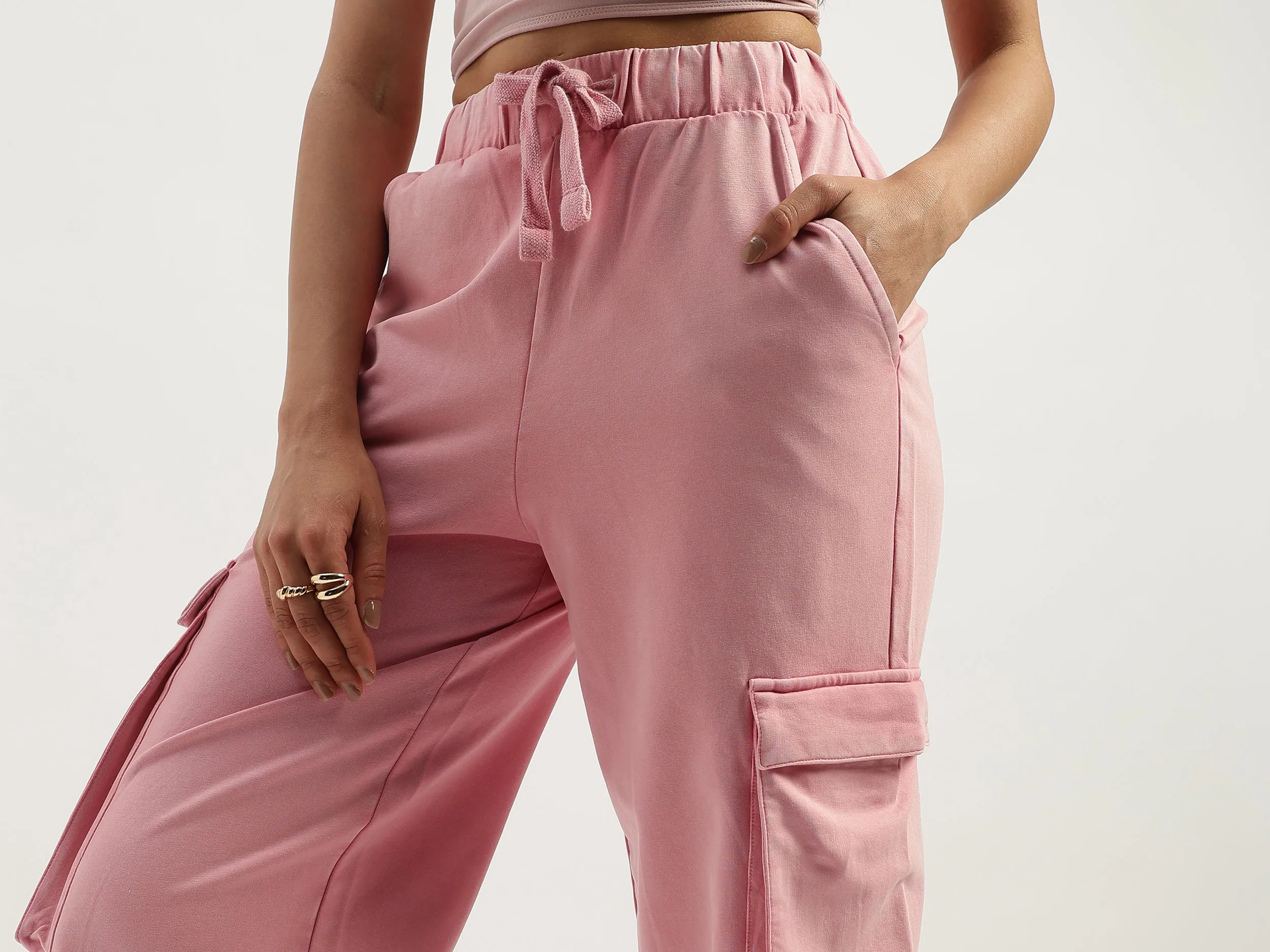 Solid Straight Fit Cargo Pants