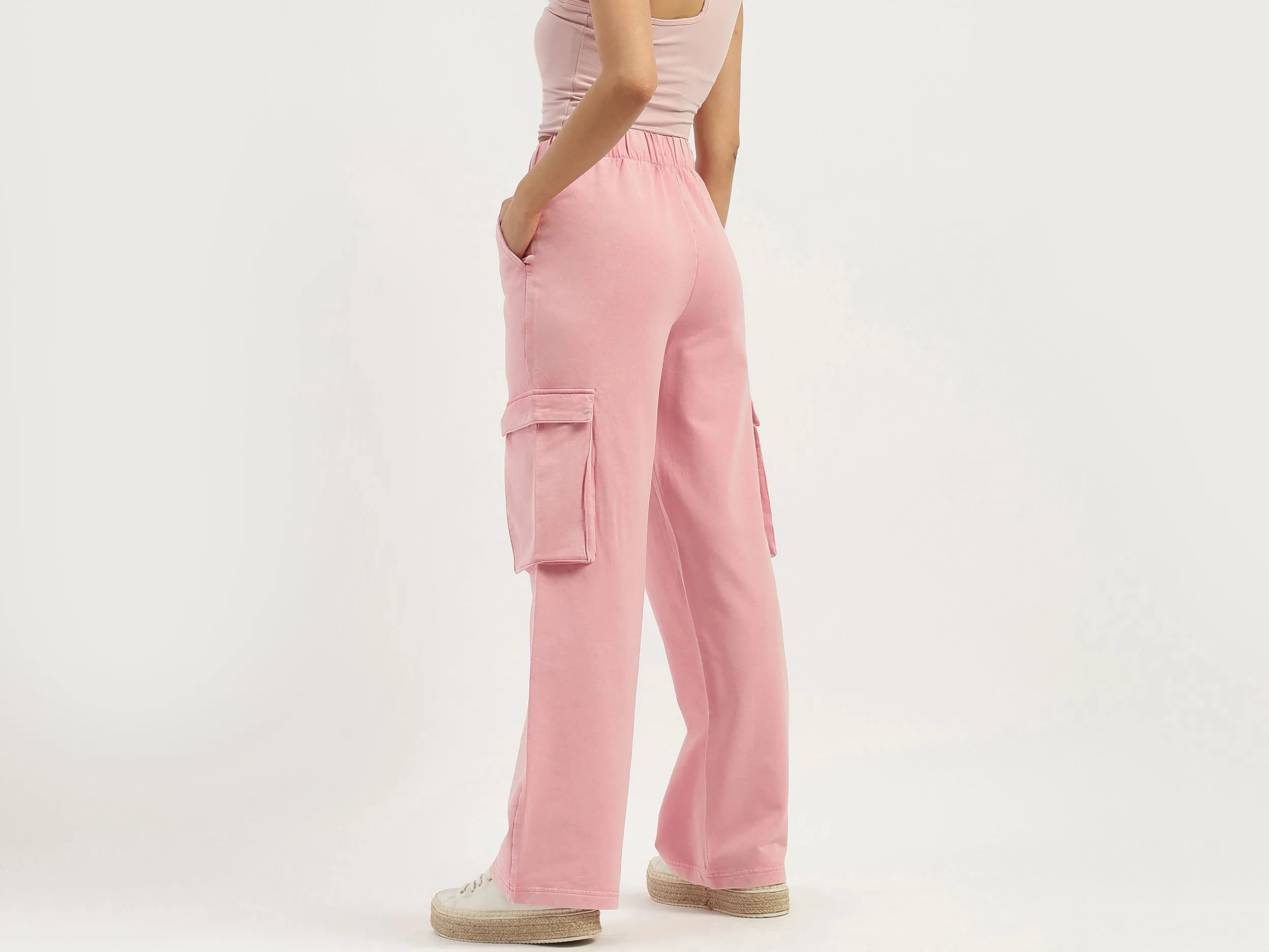 Solid Straight Fit Cargo Pants