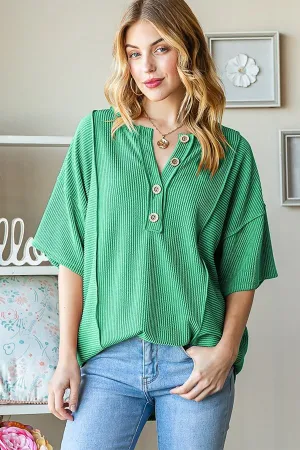 Solid Urban Ribbed Top - Kelly Green