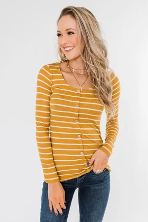 Sounds So Nice Long Sleeve Button Top- Mustard