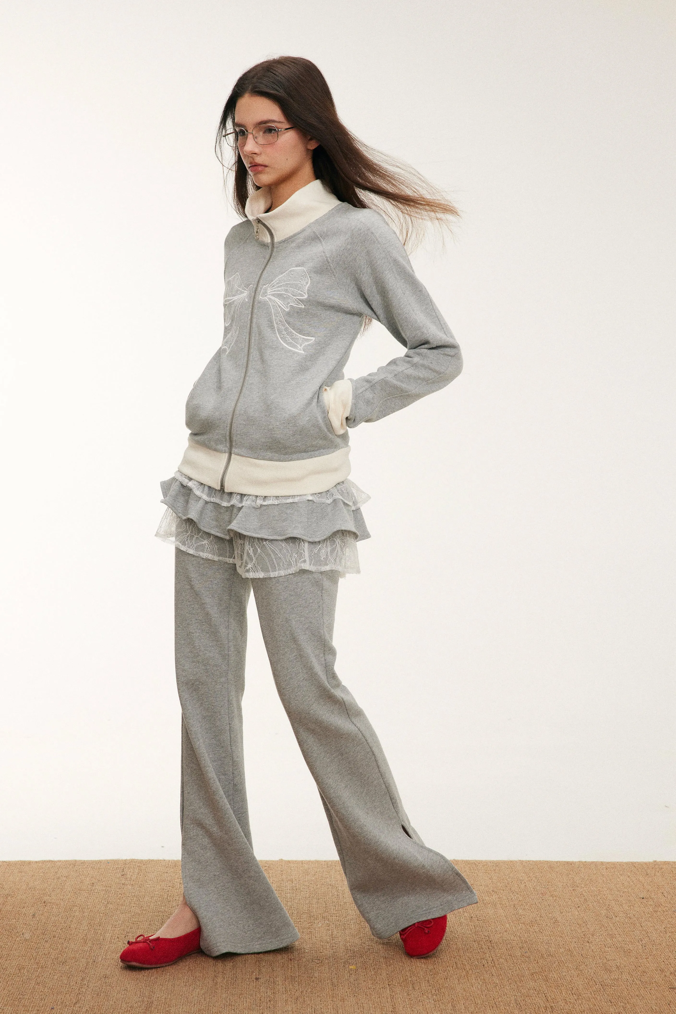 Sporty Chic Lace Top / Skirt / Pants Set