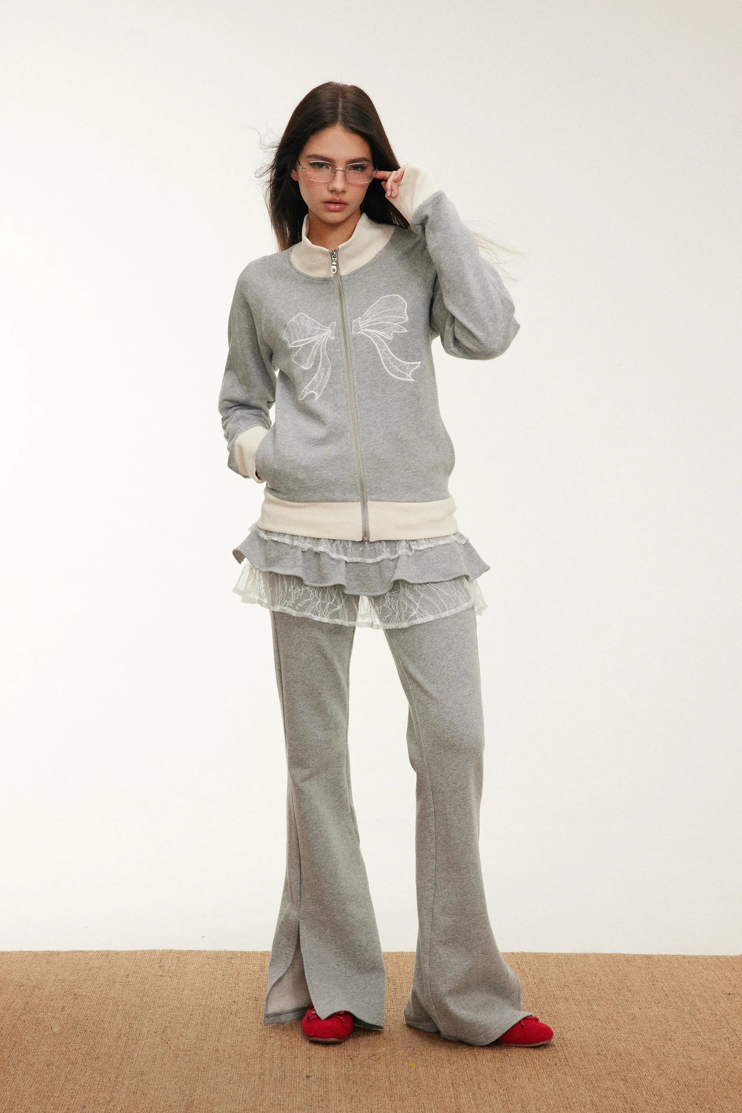 Sporty Chic Lace Top / Skirt / Pants Set