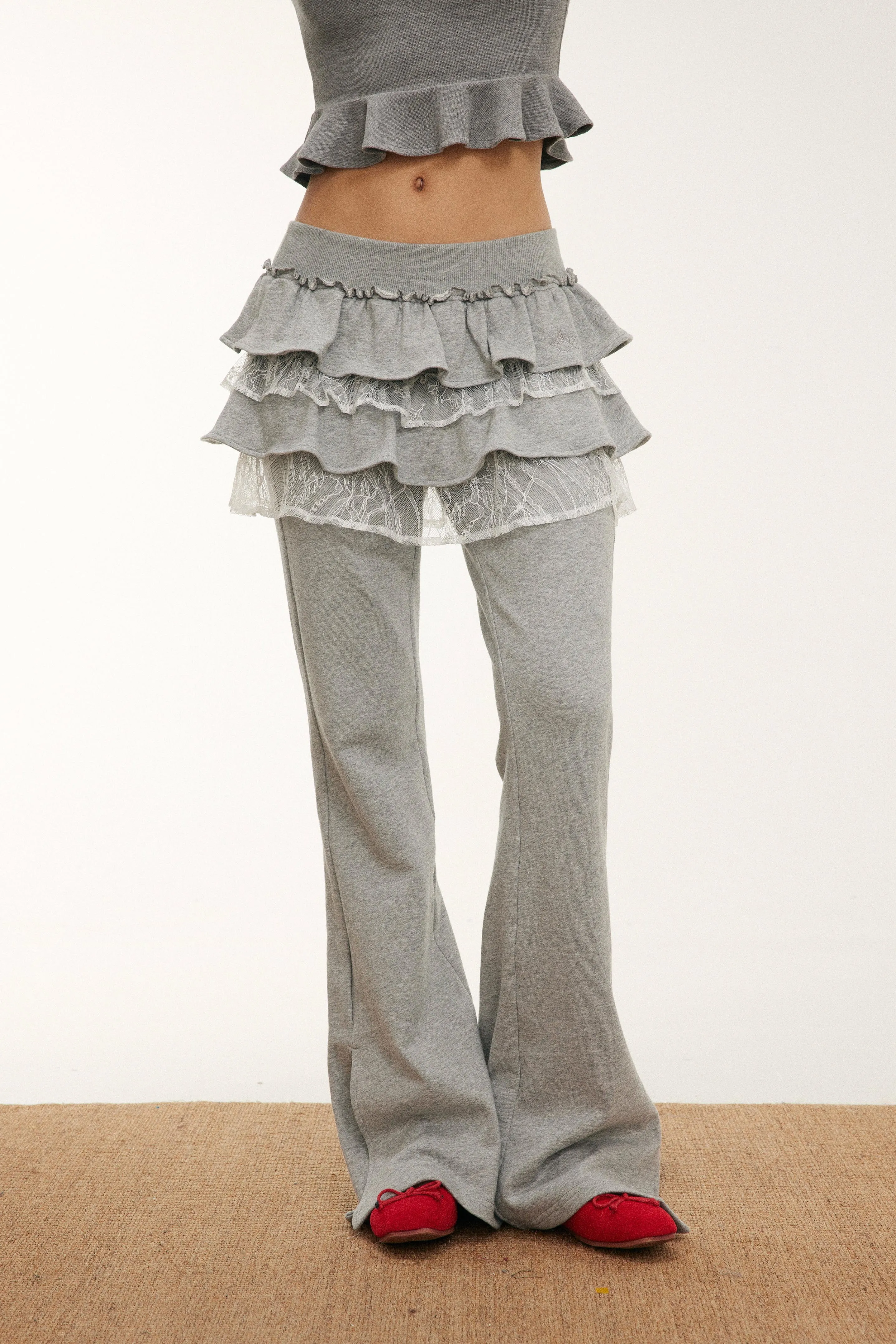Sporty Chic Lace Top / Skirt / Pants Set