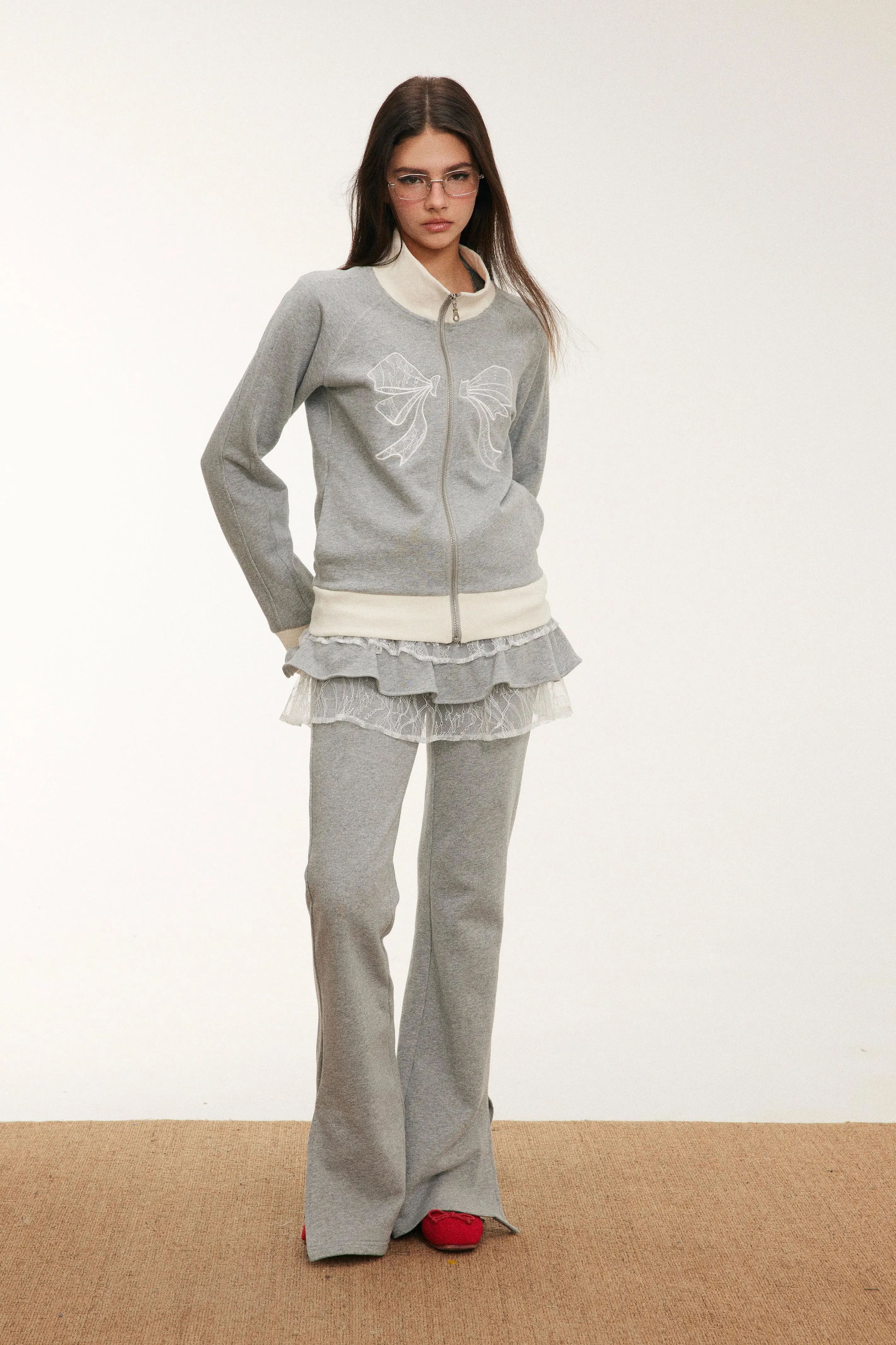Sporty Chic Lace Top / Skirt / Pants Set
