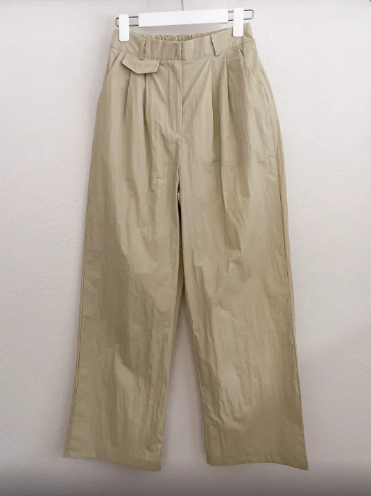 Sporty Parachute Wide Pants (Back Elastic Banding)-바스락소재의 파라슈트 팬츠