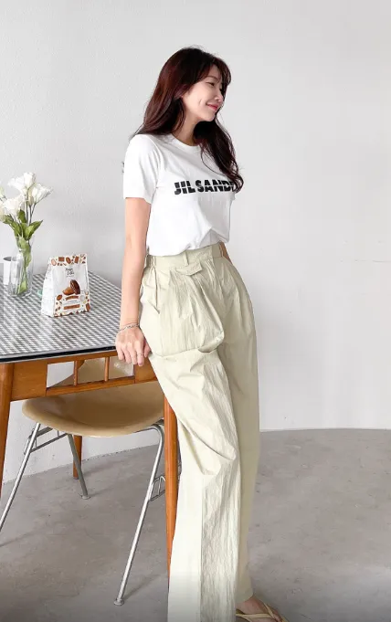 Sporty Parachute Wide Pants (Back Elastic Banding)-바스락소재의 파라슈트 팬츠