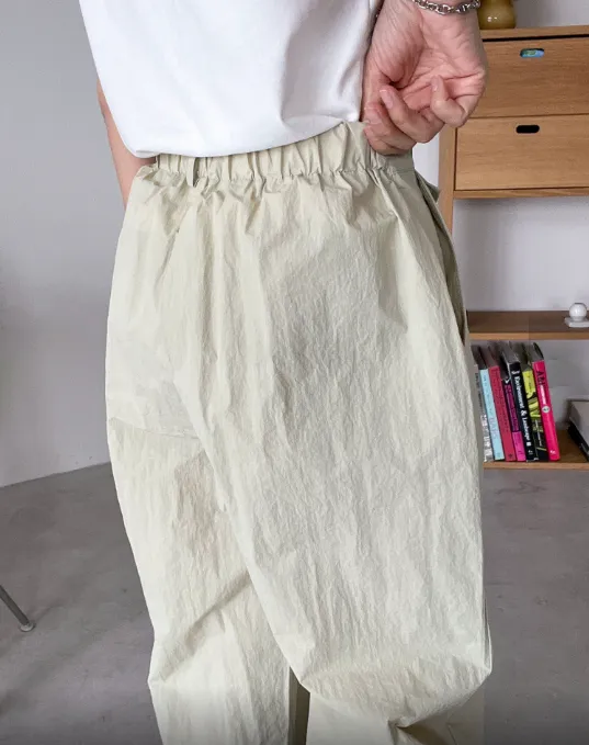 Sporty Parachute Wide Pants (Back Elastic Banding)-바스락소재의 파라슈트 팬츠