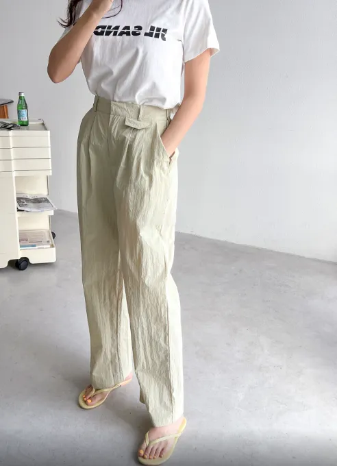 Sporty Parachute Wide Pants (Back Elastic Banding)-바스락소재의 파라슈트 팬츠