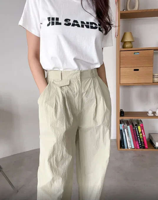Sporty Parachute Wide Pants (Back Elastic Banding)-바스락소재의 파라슈트 팬츠