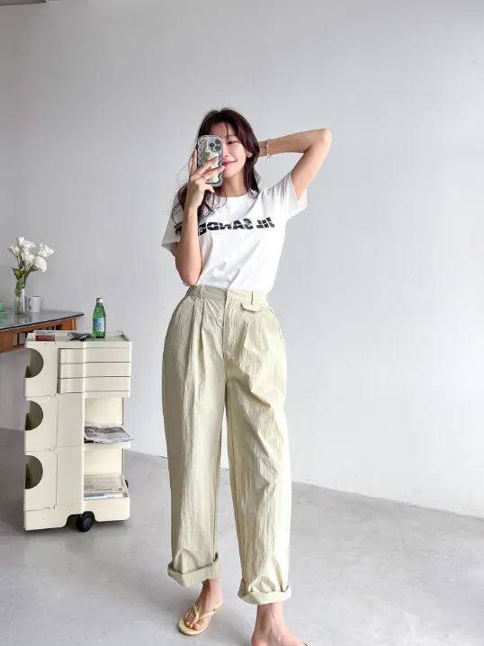 Sporty Parachute Wide Pants (Back Elastic Banding)-바스락소재의 파라슈트 팬츠