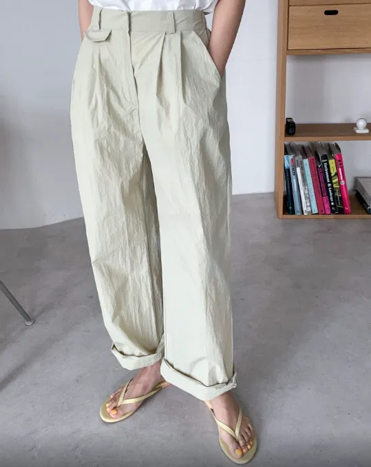 Sporty Parachute Wide Pants (Back Elastic Banding)-바스락소재의 파라슈트 팬츠