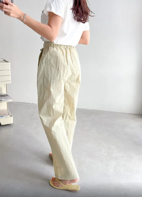 Sporty Parachute Wide Pants (Back Elastic Banding)-바스락소재의 파라슈트 팬츠