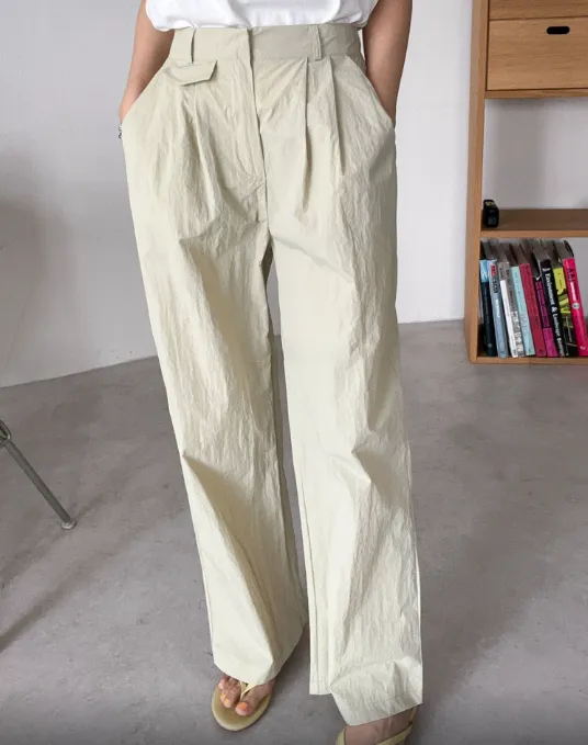 Sporty Parachute Wide Pants (Back Elastic Banding)-바스락소재의 파라슈트 팬츠