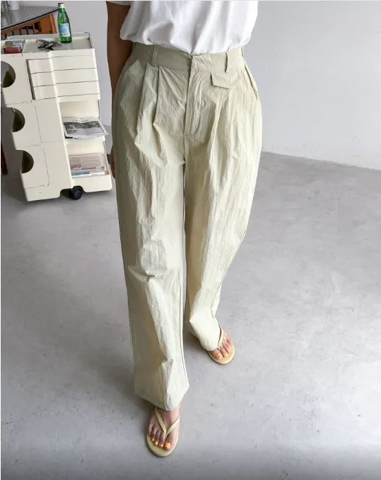 Sporty Parachute Wide Pants (Back Elastic Banding)-바스락소재의 파라슈트 팬츠