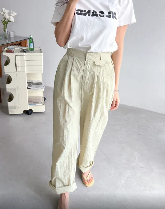 Sporty Parachute Wide Pants (Back Elastic Banding)-바스락소재의 파라슈트 팬츠