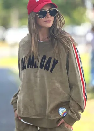 Sporty Velour Sweat - Khaki