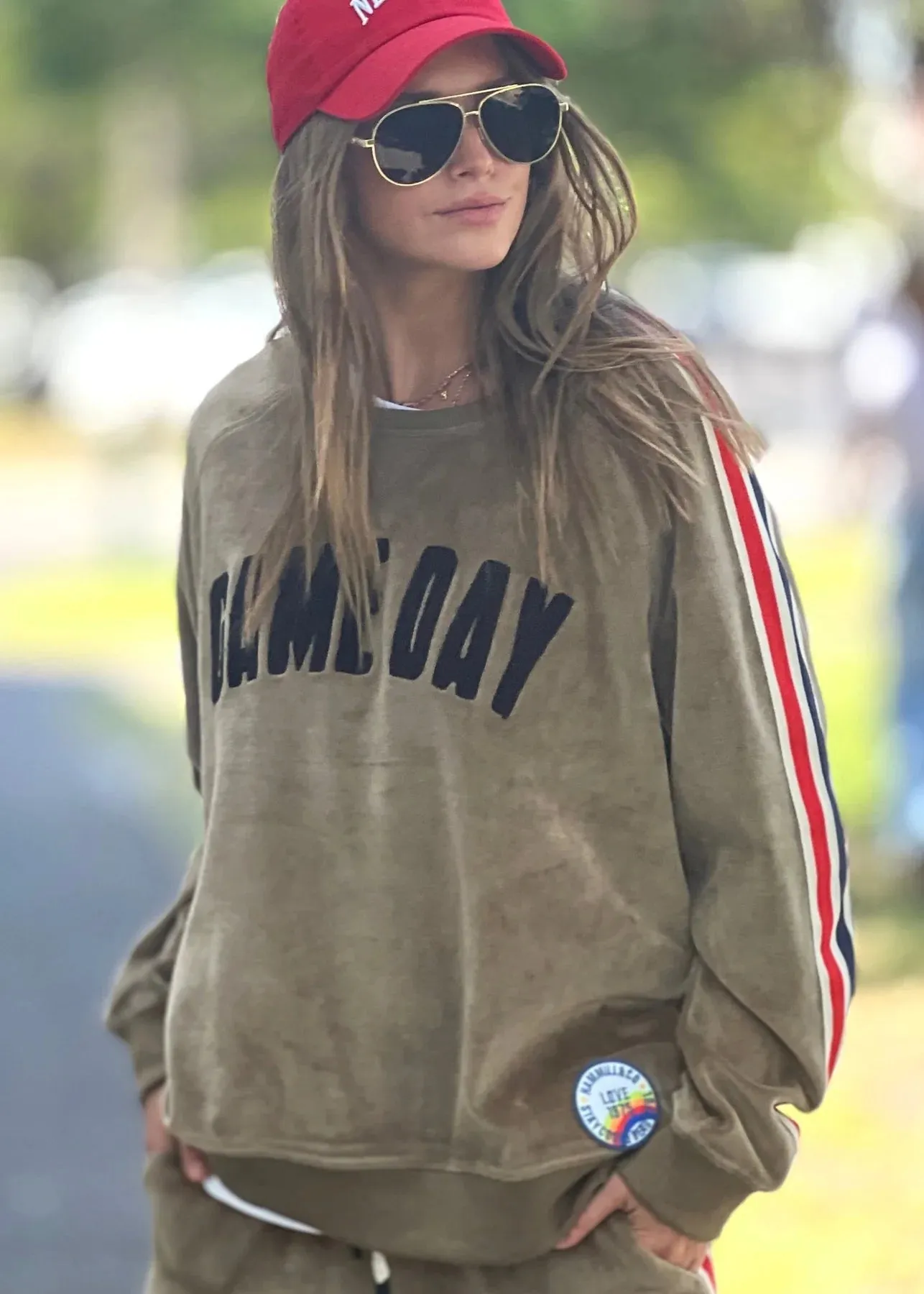 Sporty Velour Sweat - Khaki