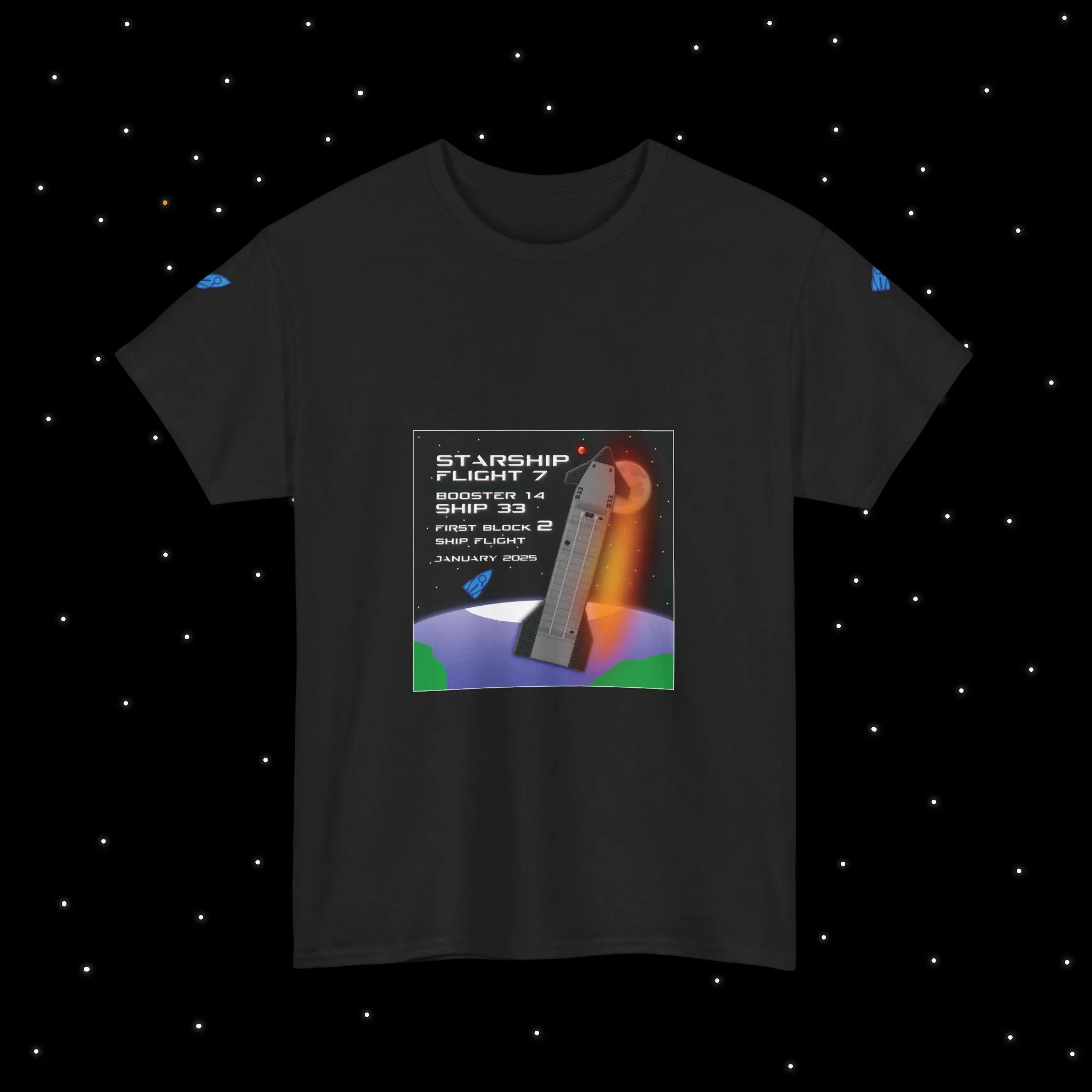 Starship Flight 7 Nebular Finds Spaceflight Mission T-Shirt