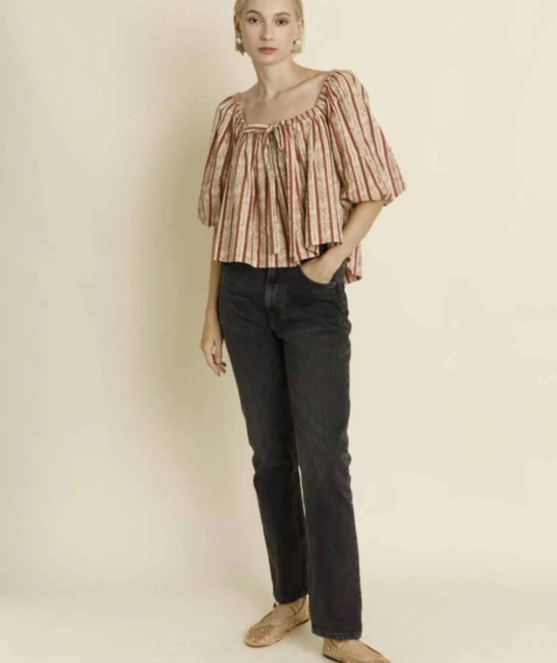 Striped Peasant Top