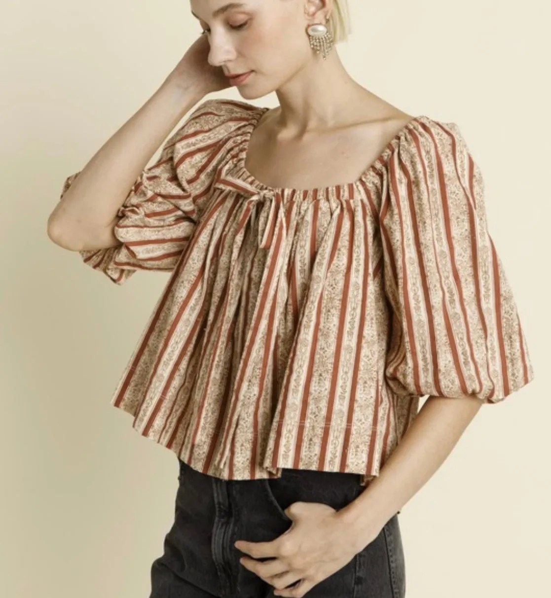 Striped Peasant Top