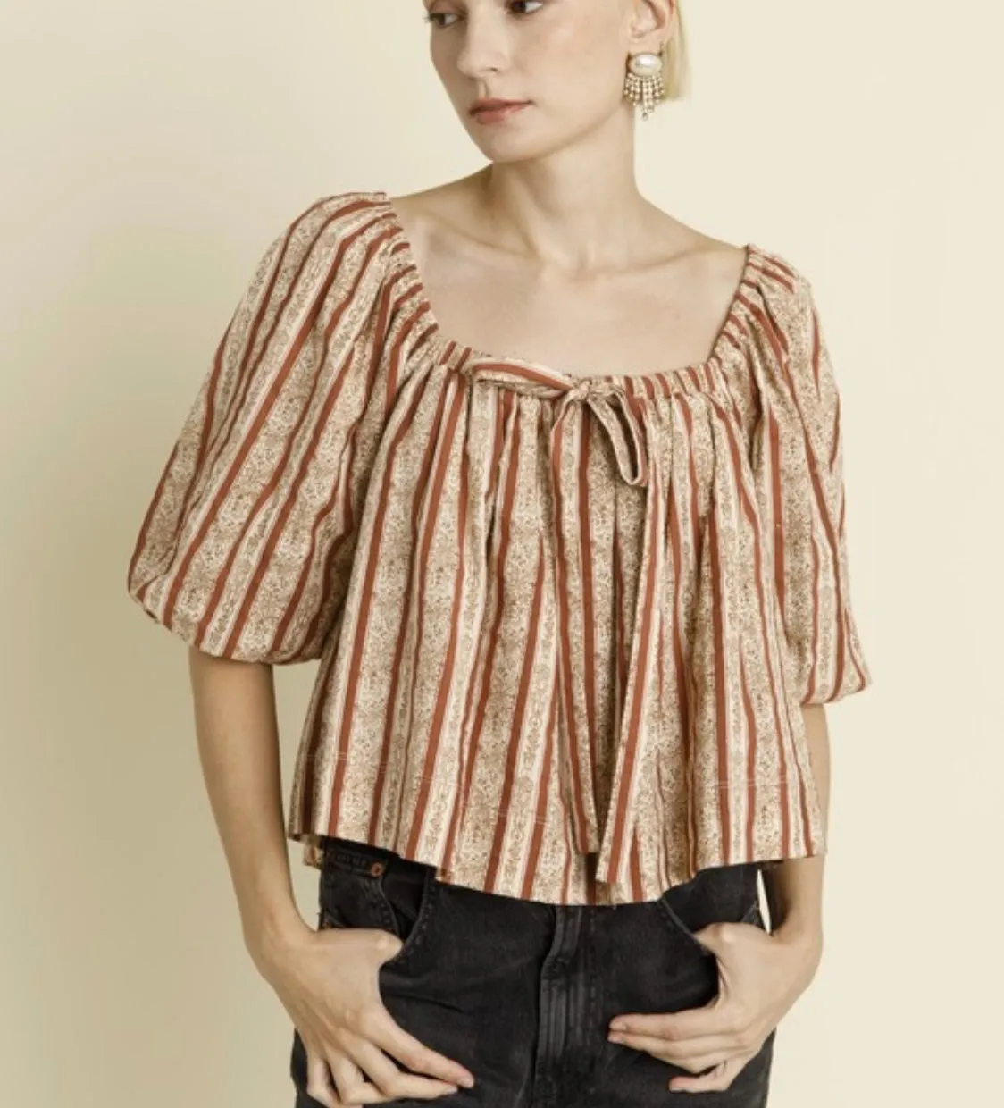 Striped Peasant Top