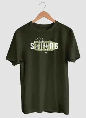 Strong Army Green Half Sleeve T-Shirt
