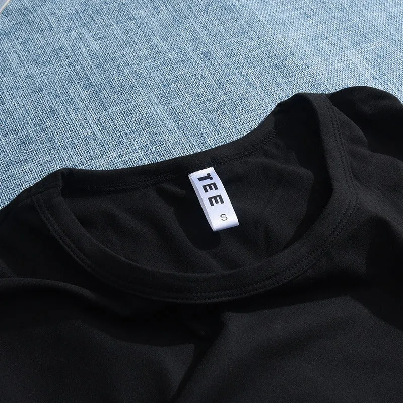 Style E：The Flower Is Full Of Love Femal Black T-Shirt