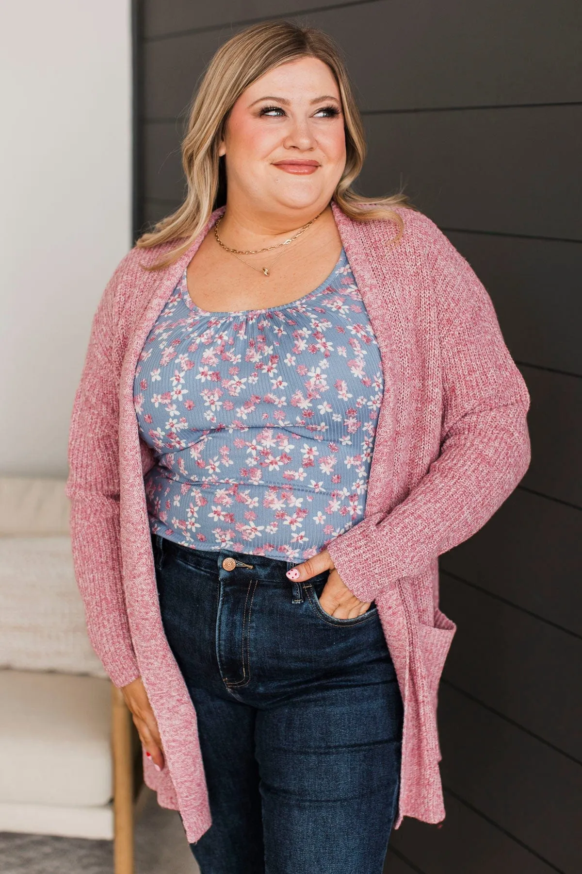 Take Me Places Knit Cardigan- Dark Pink
