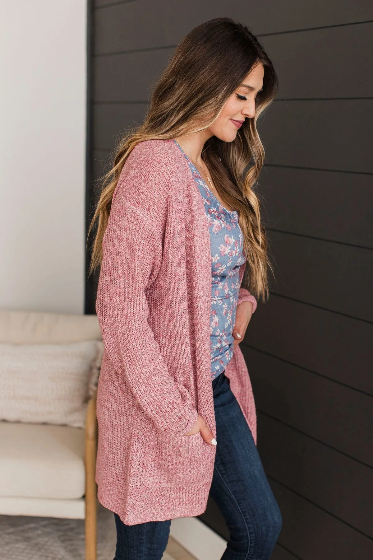 Take Me Places Knit Cardigan- Dark Pink